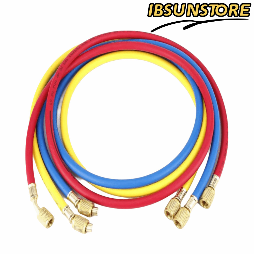 IBSUNSTORE 3pcs Refrigerant ชาร์จท่อ, 600 PSI ทํางานความดัน 1/4 นิ้ว SAE ด้ายเครื่องปรับอากาศท่อ, 3 