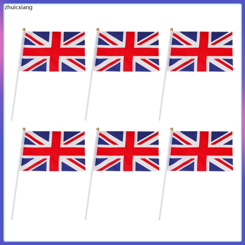 🔥 6ชิ้น Britain Flags ใช้ในงานเทศกาล สีสันสดใส วัสดุโพลีเอสเตอร์