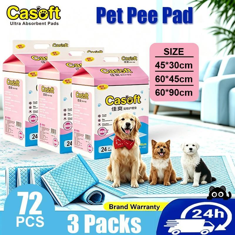 72 ชิ้น/แพ็ก 3 ชิ้น Casoft แผ่นฝึกสัตว์เลี้ยง ถาดรอง ป้องกันกลิ่น สำหรับสุนัขและแมว ผ้าอ้อมใช้แล้วทิ