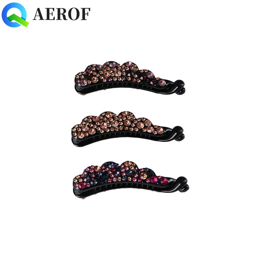 AEROF Banana Clip Hair Claw สําหรับผู้หญิงหวานสําหรับสาวผ้าโพกศีรษะกิ๊บติดผมสไตล์เกาหลีหรูหรา
