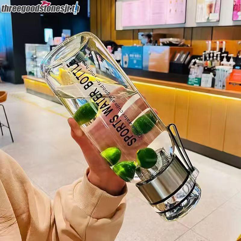 TGST ทําความสะอาดง่ายขวดน้ําแก้วแบบพกพา 750ml/1000ml ถ้วยโปร่งใสสําหรับน้ําผลไม้นมทุกวันดื่มใช้ JR