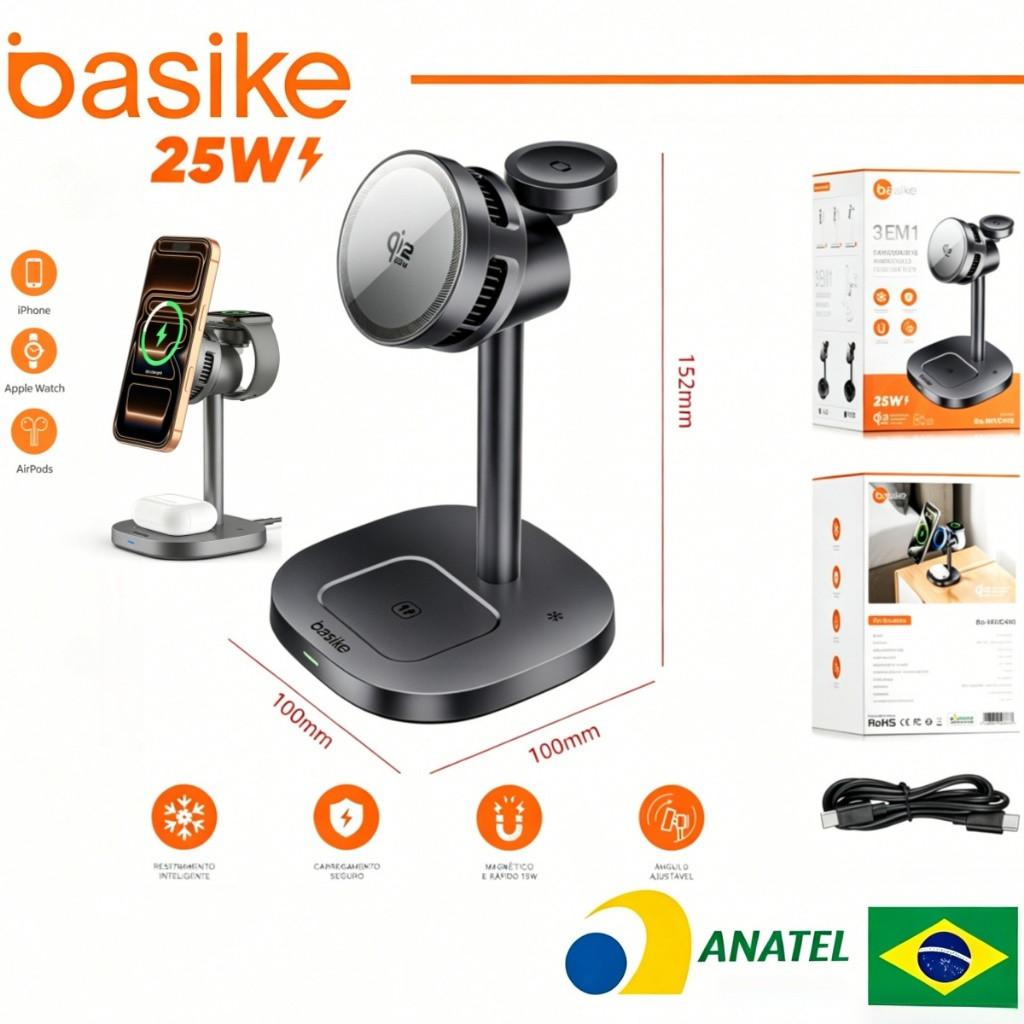LINKIN แท่นชาร์จไร้สาย 3-in-1 25W เหมาะสําหรับสถานีชาร์จแม่เหล็กขนาดเล็ก iPhone