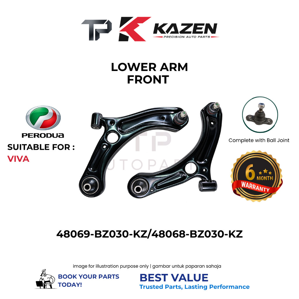 KAZEN LOWER ARM FRONT PERODUA VIVA - รับประกัน 6 เดือน (48068-BZ030-KZ/48069-BZ030-KZ)
