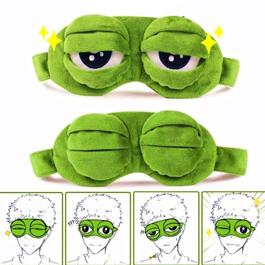 MasksforWomen,EyeMaskforing,NightMaskSadFrogCuteBlockOutLight,SoftComfortEyeShadeCoverforTravelYogaN