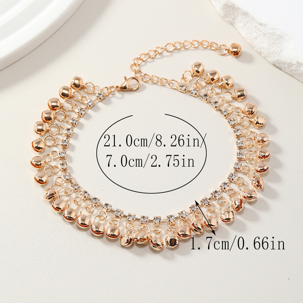 ตกแต่ง Bell Feet Beach Handmade Anklet Anklet Rhinestone Bell Gold Silver Exotic Women Organ Flow SC