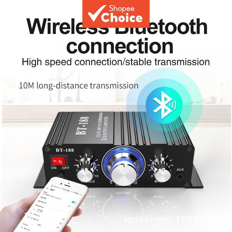 BT-188 เครื่องขยายเสียงบลูทูธดิจิทัล มินิ 2 ช่อง สําหรับคอมพิวเตอร์ในบ้าน และเครื่องเสียงรถยนต์ 12V