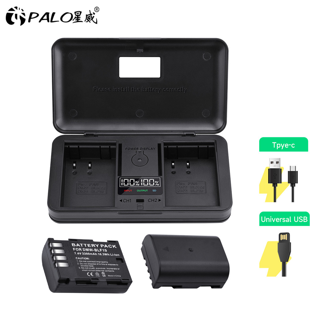 PALO DMW-BLF19E DMW-BLF19 แบตเตอรี่กล้อง DMW BLF19 BLF19E + LCD มัลติฟังก์ชั่น USB Charger สําหรับ P