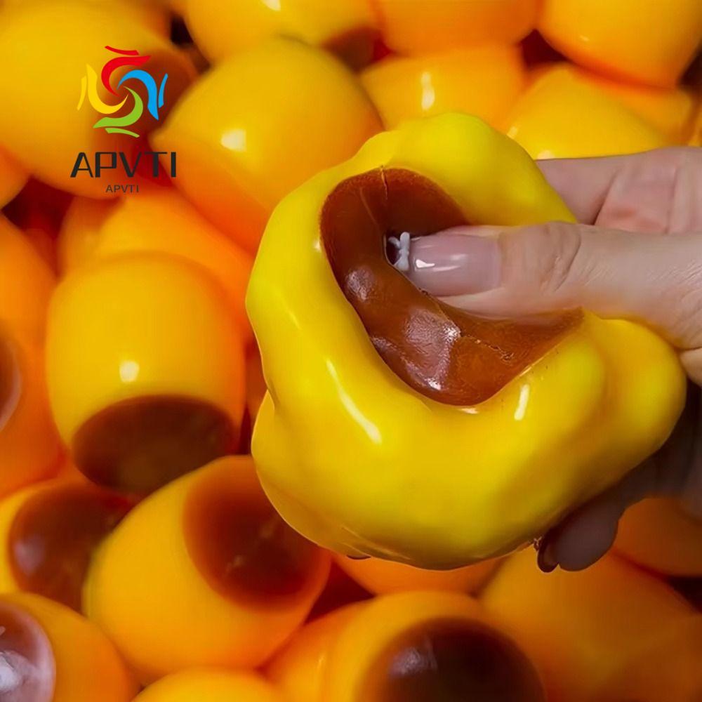 APVTI Pudding Handmade Ball, Fun Release Caramel Squeeze Ball, Sensory Crispy Sound Food Shaped Pinc