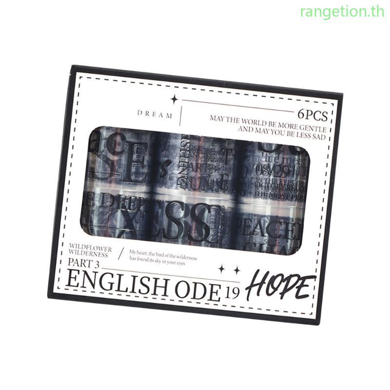 RAN 6 ม้วนคําสร้างแรงบันดาลใจธีมสติกเกอร์กาวตกแต่งเทป PET 50mmX2m สําหรับ Scrapbooking Journal Plann