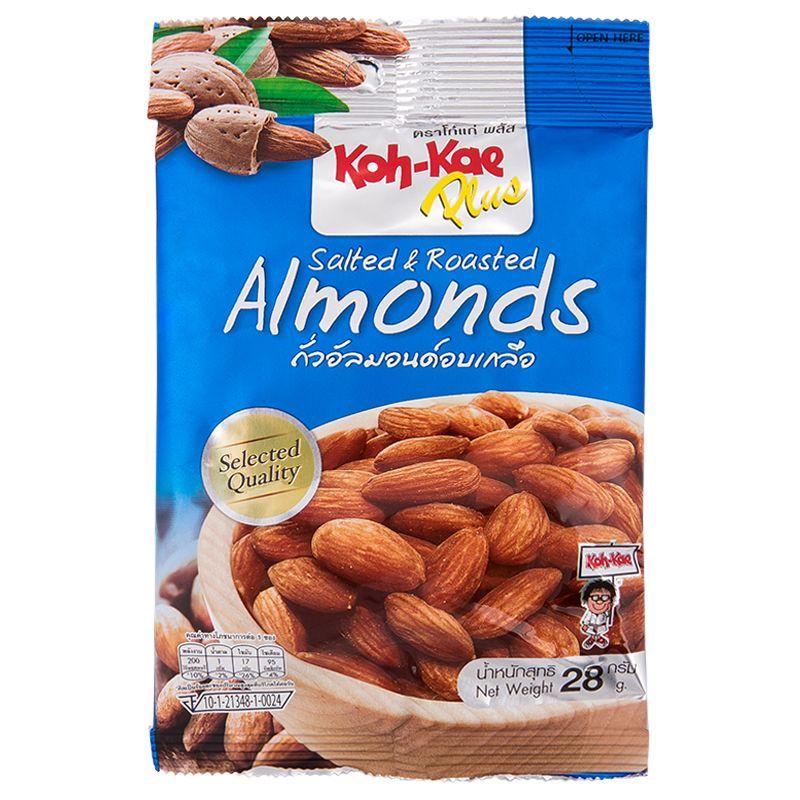 โก๋แก่พลัสอัลมอนด์อบเกลือ 28กรัม Kohkae Plus Salted Almond 28g