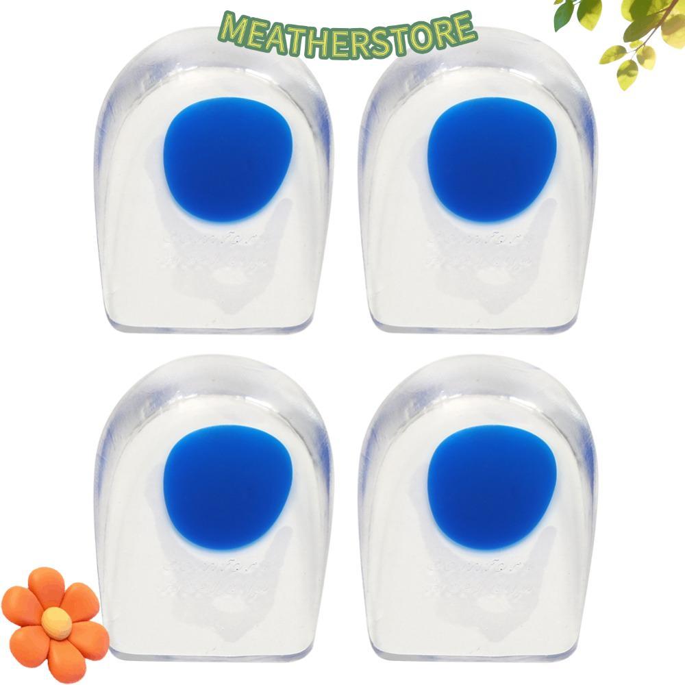 KEATHS เบาะรองส้นเท้านวด 2 คู่, ซิลิโคนเพิ่มความสูงสีฟ้า, แบบพกพา 11.3x7x2 ซม. ถ้วยส้นเจลสําหรับผู้ช