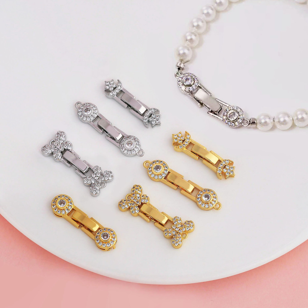Finishing Universal Buckle Zircon นาฬิกาหัวเข็มขัดชุบ 18K Gold-Clad สี Retention diy สร้อยข้อมือลูกป