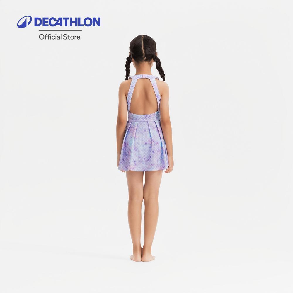 Decathlon Girl'S One Piece Skirt Swimsuit - 1P ชุดว่ายน้ำวันพีซแขนยาว/กระโปรงสำหรับเด็กผู้หญิง รุ่น Mini Amber - Purple