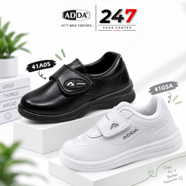 🚚ส่งตรงโรงงาน🚀✨รองเท้านักเรียน ADDA  41A05/41G5A รองเท้านักเรียนอนุบาล ขาวล้วน-ดำล้วน Size25-35
