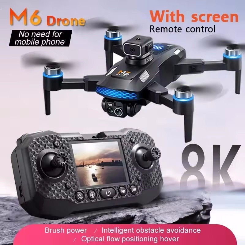 M6 Drone มอเตอร์ Professional 8K HD ภาพถ่ายทางอากาศหลีกเลี่ยงอุปสรรค UAV FourRotor เฮลิคอปเตอร์ Toys