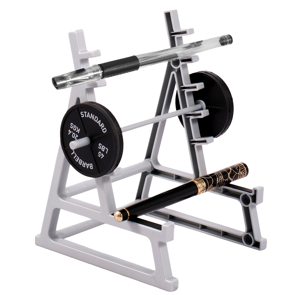 Squat Rack ที่ใส่ปากกา Mini Squat Rack โต๊ะปากกา Organiser กับ Barbells ตลก Barbell Rack เครื่องประด