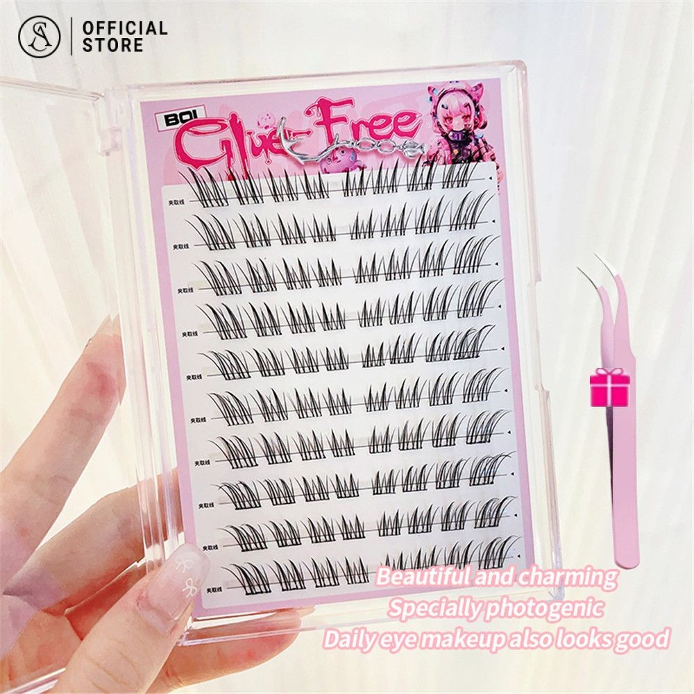 [ซื้อ 1 เอา 1] กาวติดขนตาปลอมฟรี BQI Eyelash Extension 7-12mm Segmented Cluster Lashes