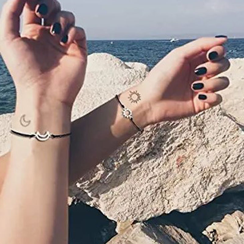 [จัดส่งด่วน] Simple Tai Chi Yin Yang Sun Moon Love Braided Pull-out Adjustable Bracelet Bracelet Set