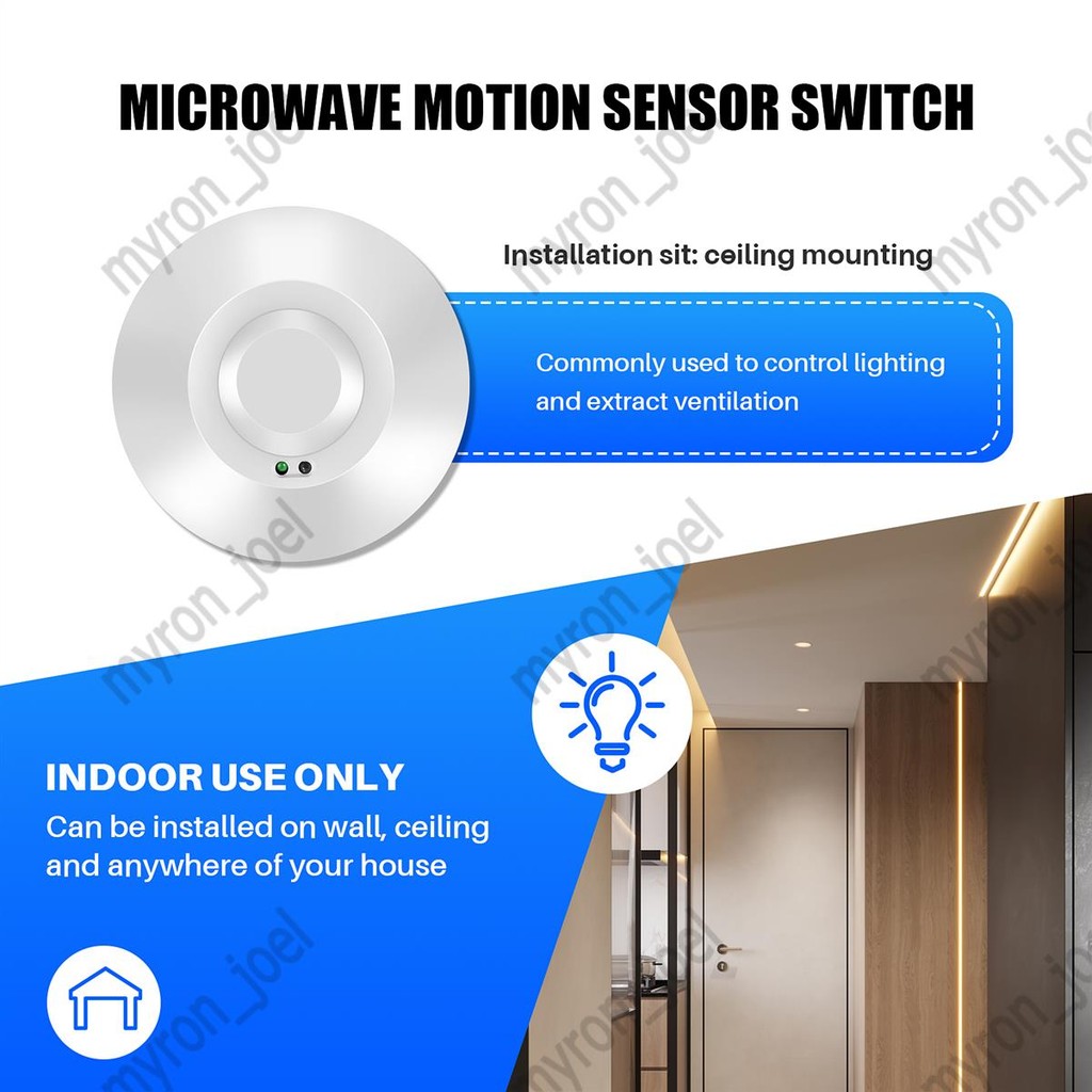 220V 800W เซนเซอร์ไมโครเวฟ Pir Occupancy Body Motion Detector สวิตช์ไฟ ราคา ถูกที่สุด ดีลบีเคเค แกลเลอรีภาพที่ 5