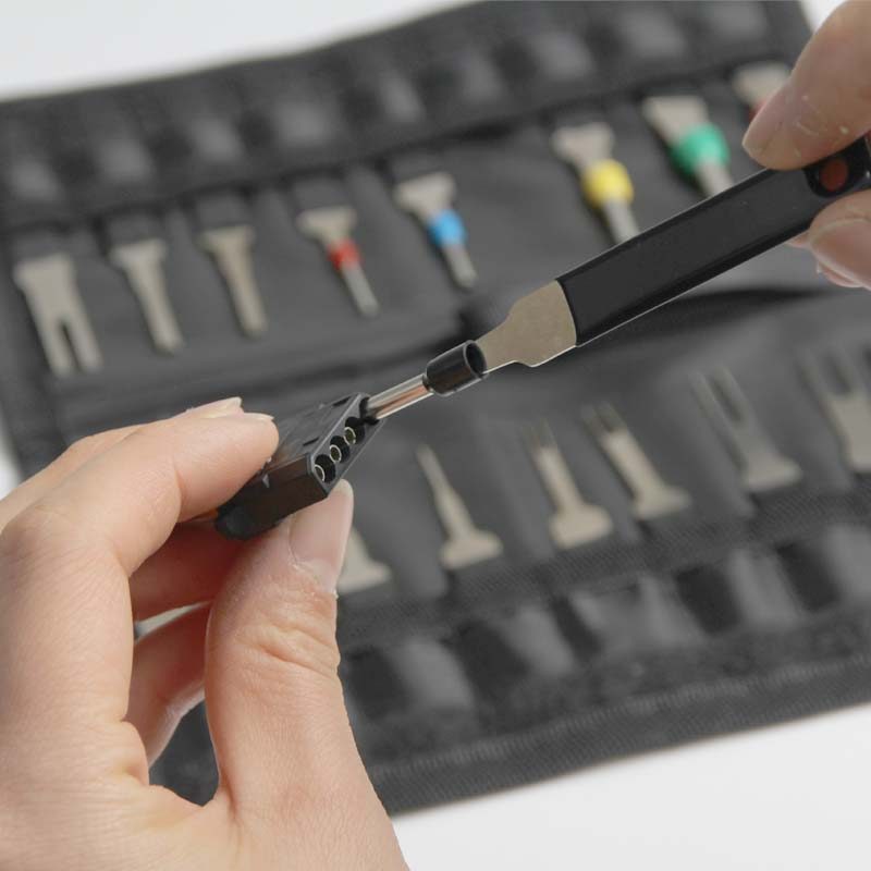 18 ชิ้นรถปลั๊ก Terminal Removal เครื่องมือ Terminal Pin Ejector Pick Pin Harness Terminal Pick Pin E