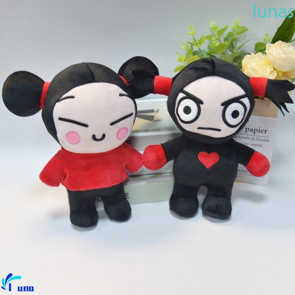 LUNASOL ของเล่นตุ๊กตาสไตล์จีน, Pucca & Garu รุ่น Q อะนิเมะตุ๊กตา, Kawaii Double Ponytails Bun 25 ซม.