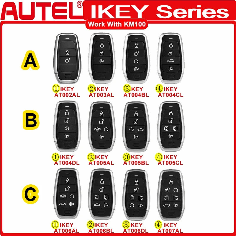 AUTEL MaxiIM IKEY Standard Style Integrated Smart Car Key Work with KM100 KM100E IM508 IM608 IM608PR