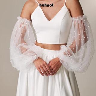 ปลอกแขนเจ้าสาว พิมพ์ลายระบายอากาศ ลูกไม้ประณีต กอซบางสีทึบ