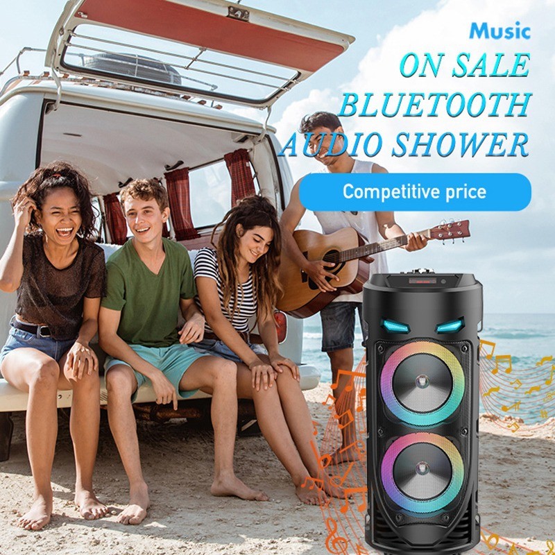 ZQS4239 Cross-Border RGB Light ลําโพงบลูทูธลําโพงคู่แบบพกพา Barrel K เพลงกลางแจ้ง Square Dance ลําโพ