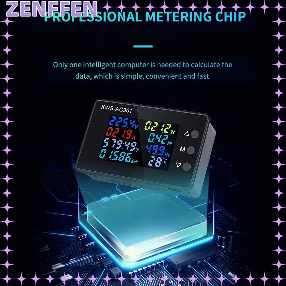 ZENFFEN โวลต์มิเตอร์แบบดิจิตอลแอมป์มิเตอร์ AC 50-300V ความแม่นยําสูง KWS-AC301 Power Energy Meter