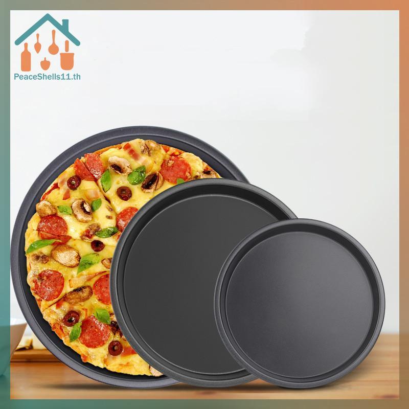 PeaceShells 10/11/12/14 นิ้วถาดอบพิซซ่า Nonstick เหล็กคาร์บอนถาดพิซซ่ารอบแผ่นอบสําหรับโฮมเมดพิซซ่าเตาอบกระทะครัวเครื่องมือ TH