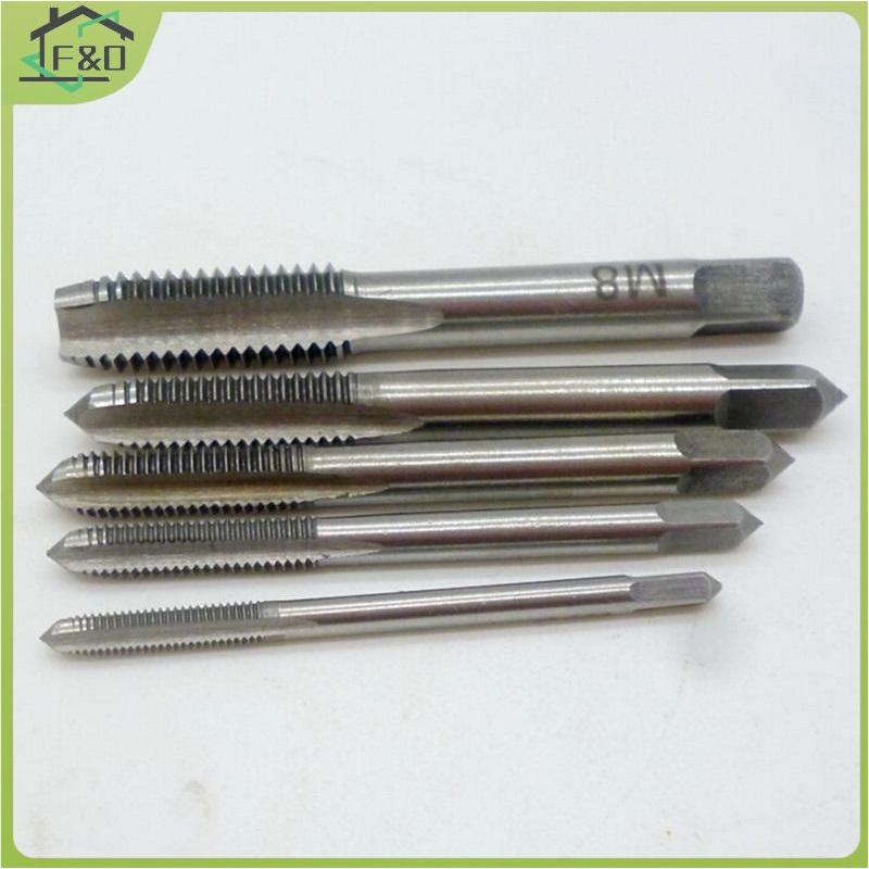 F&O 5 ชิ้น/เซ็ต M3 M4 M5 M6 M8 Hand Tap ตรงขลุ่ย 3 มม.-8 มม. เครื่องมือแตะเร็วมือ