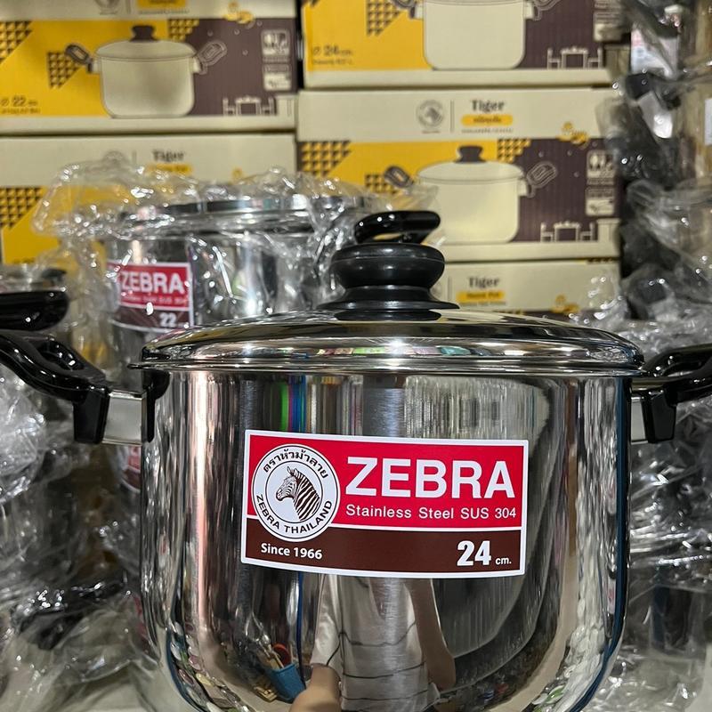 หม้อหุงต้มหัวม้าลาย Tiger 24 ซม. ZEBRA Tiger Sauce Pot 24 cm. มีหูจับ หม้อผลิตจากสแตนเลสอย่างดี