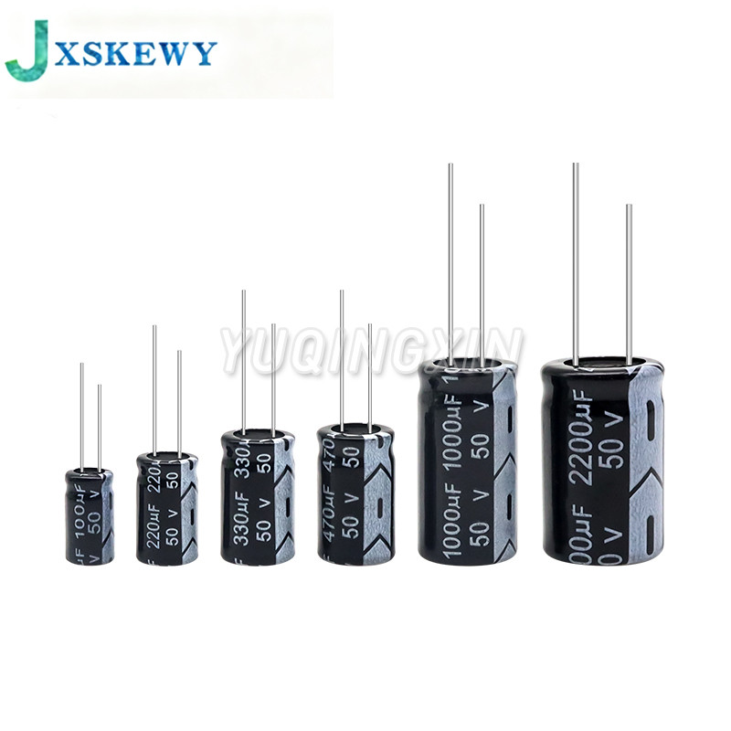 50V อลูมิเนียม Electrolytic Capacitor 0.1UF 0.22UF 0.47UF 10UF 22UF 33UF 47UF 100UF 220UF 470UF 680U