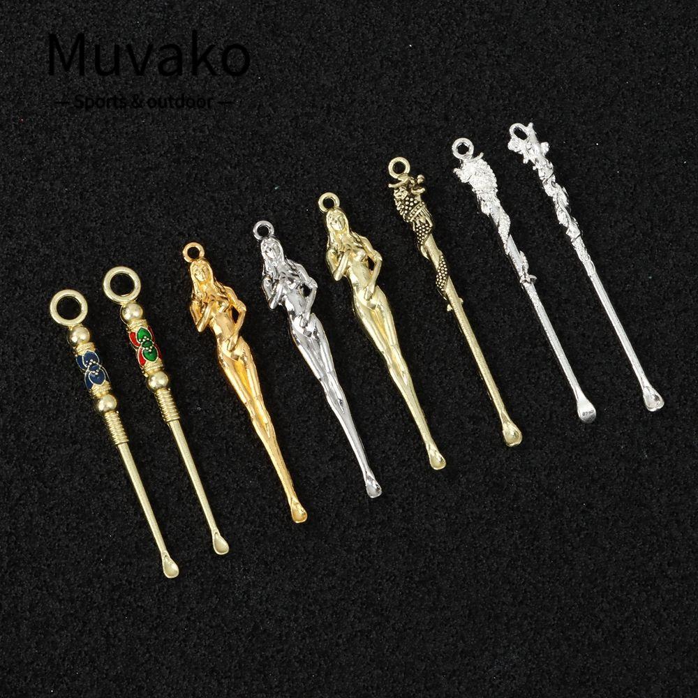 MUVAKO ช้อนหู Outdoor Retro Brass Dragon Curette Cleaner Ear Pick