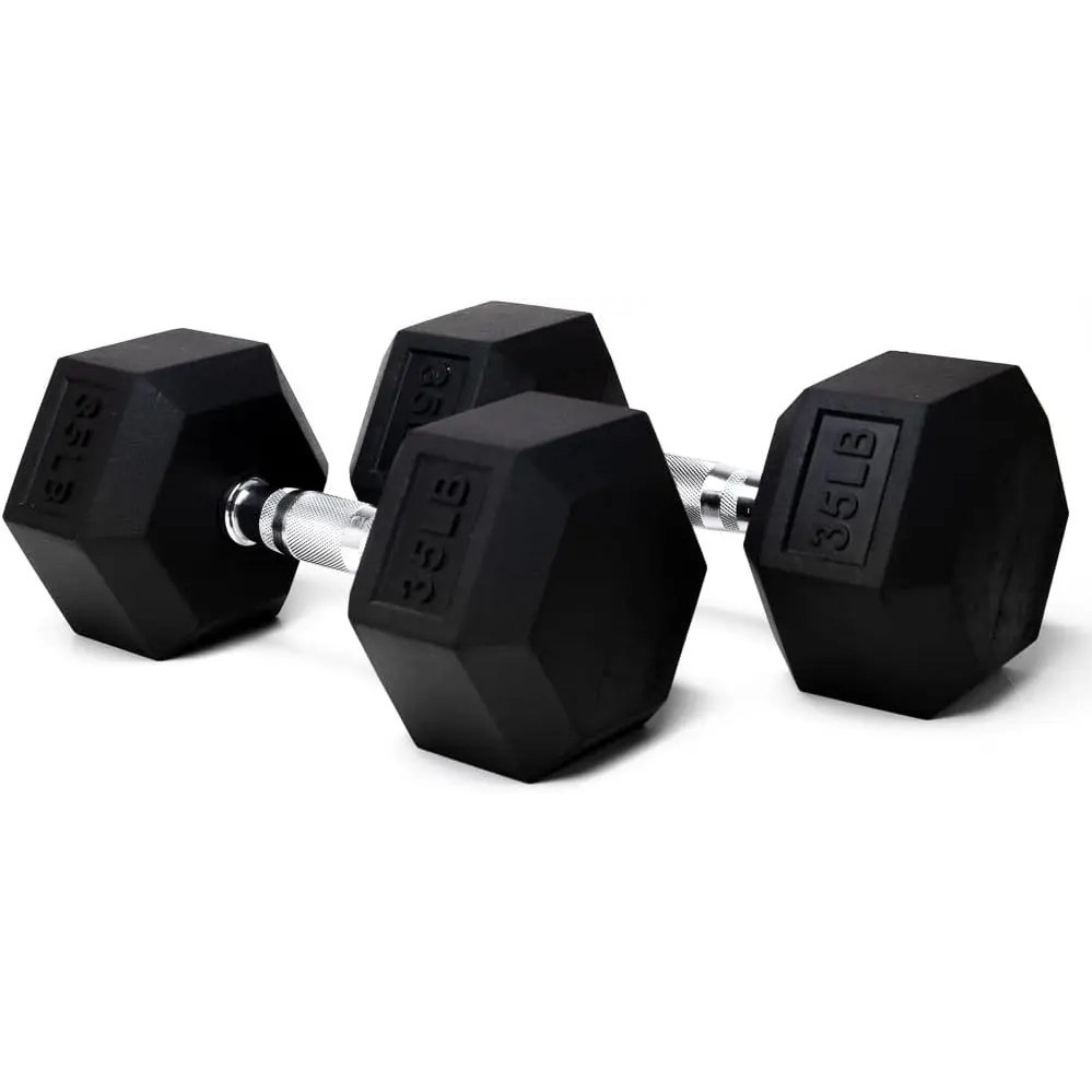 ยาง Encased Hex Dumbbell น้ําหนักมือเดี่ยวดัมเบลหรือดัมเบลคู่ 5lb ถึง 100 Lb ชุดดัมเบลสําหรับ Streng