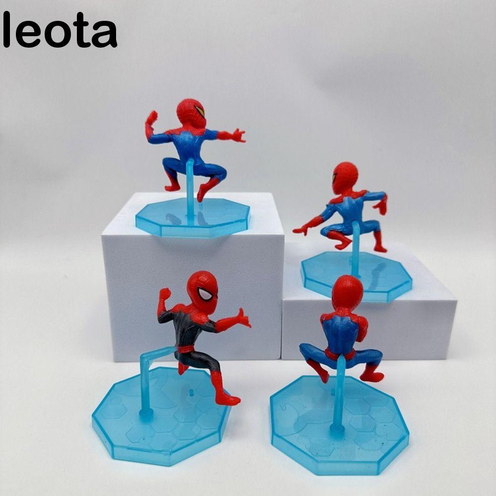 LEOTA 4 ชิ้น/เซ็ต Spider Man ของเล่น,เปิดตัว Web Marvel Spider Man ของเล่นสะสม,ตกแต่งรถ PVC คลาสสิกร