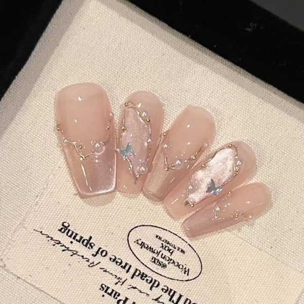 handmade press on nails press on nail set handmade ✾Midsummer Dream Hand-Weared Nails Morning Dew Bu