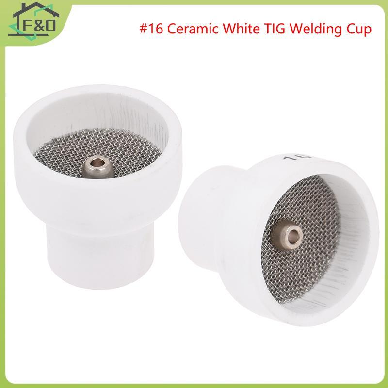 F&O 1 PC 16 # หัวฉีดเซรามิคสีขาว Alumina ถ้วยสําหรับ WP9/20/17/18/26 Tig ไฟฉายเชื่อม #16 ถ้วยเชื่อม 