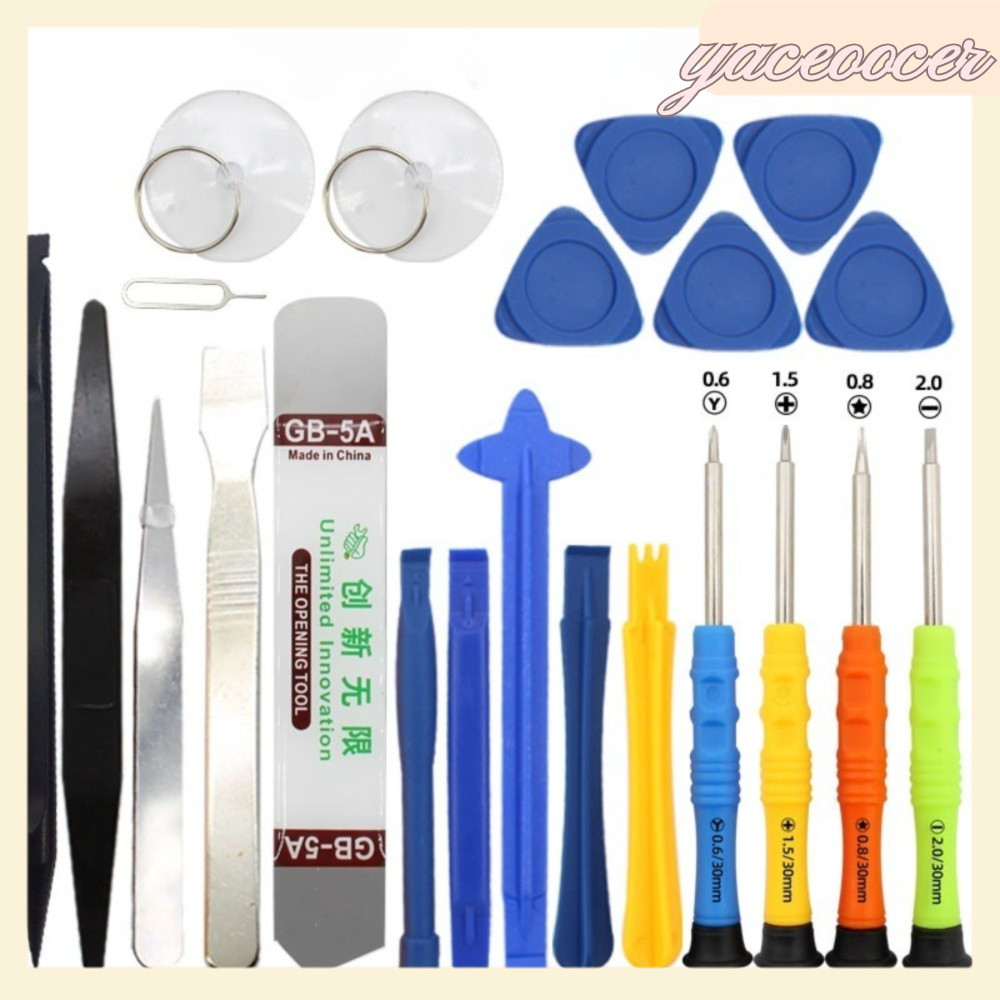 YACEOOCER ชุดซ่อมถอดแท็บเล็ต, ฟังก์ชั่นหลาย 22 in 1 เครื่องมือซ่อมโทรศัพท์มือถือ, แบบพกพานํากลับมาใช