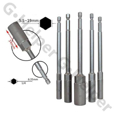 8-14 มม.ยาวไฟฟ้าเจาะ SOCKET HEAD Bolt NUT DRIVER Bit Impact เจาะ Bits อะแดปเตอร์ซ็อกเก็ตประแจ EXTENSION Bar 150 มม.