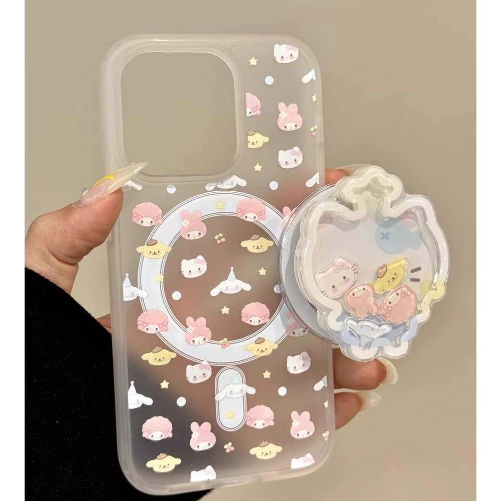 Huiwanju เต็มหน้าจอ Melody kt cat วงเล็บดูดแม่เหล็กสําหรับ iPhone17promax Apple 14 เคสโทรศัพท์มือถือ 13pro ป้องกันการตก 1211 ผู้หญิง 16promax เคลือบ