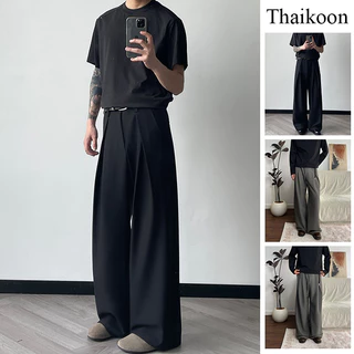 กางเกงซูทผ้าไอซ์ซิลค์ผู้ชาย บาง สไตล์รักซี้ คล่อง เหมาะสำหรับการแต่งกายธุรกิจ