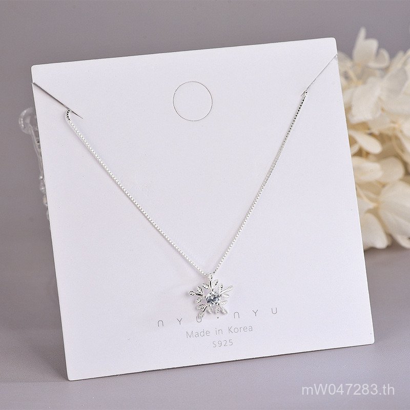 เวอร์ชั่นเกาหลีโรแมนติก s925 เงินเพทายนางฟ้าสไตล์เพชรเกล็ดหิมะสร้อยคอที่เรียบง่ายโซ่กระดูกไหปลาร้ารุ