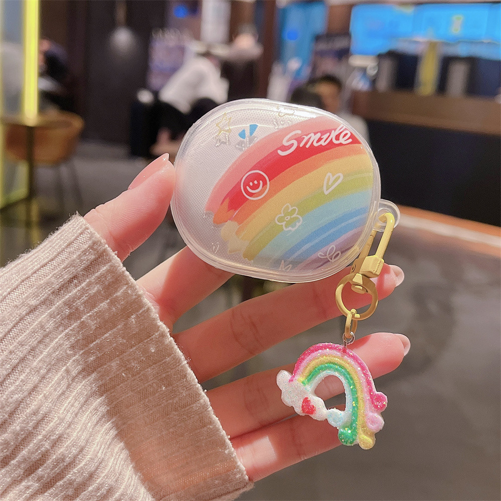 การไล่ระดับสีสําหรับ Redmi Buds 4 Lite Xiaomi Air3se กรณี Transparen รูปแบบดอกไม้ Keychian ซิลิโคนหูฟังน่ารัก Buds 4lite กรณี Funda ราคา ถูกที่สุด ดีลบีเคเค แกลเลอรีภาพที่ 4