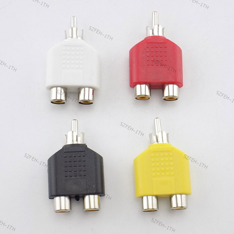 4pcs ชายหญิง 3.5 มม.แจ็ค RCA Y Splitter AV Audio Video Plug อะแดปเตอร์แปลงเป็นขั้วต่อคู่ F3 @ TH