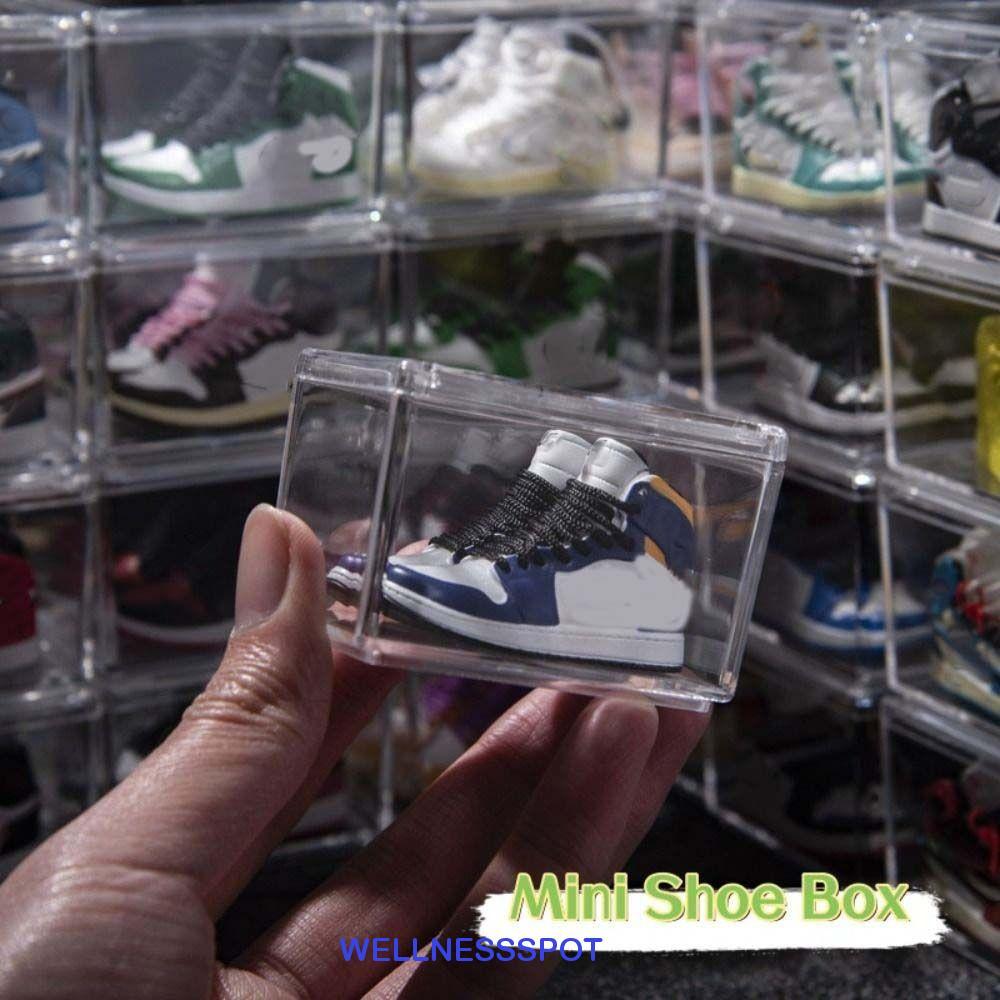WELLNESSSPOT Dollhouse Mini Shoes Box, Handmade Storage Box Transparent Mini Acrylic Shoes Display B