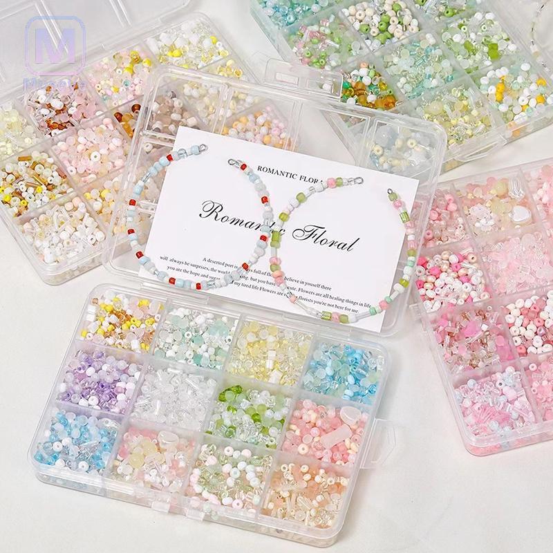 ชุดลูกปัดสีสันสดใสสำหรับทำสร้อยข้อมือและสร้อยคอมืองานฝีมือ DIY พร้อมอุปกรณ์ครบเซ็ต