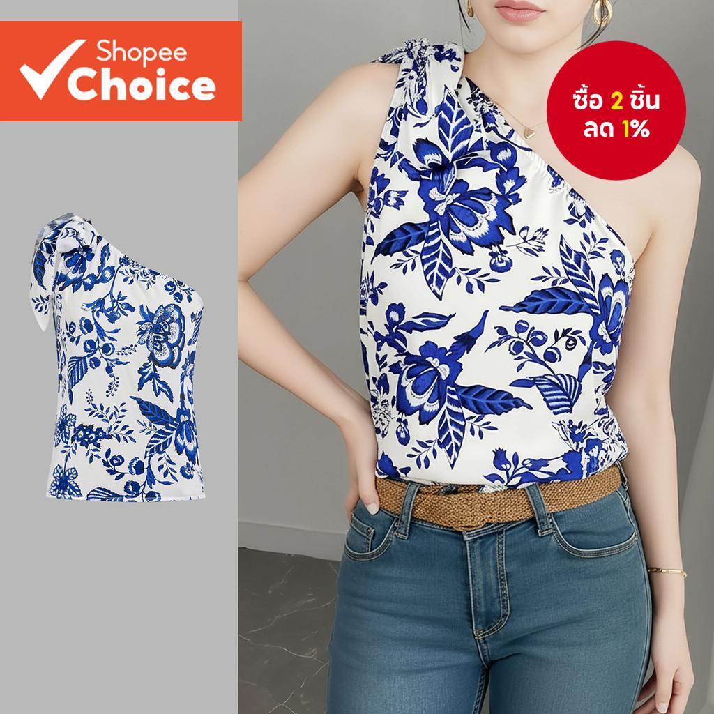 ผู้หญิง Boho Topไม่สมมาตร Blue Top L150AD789