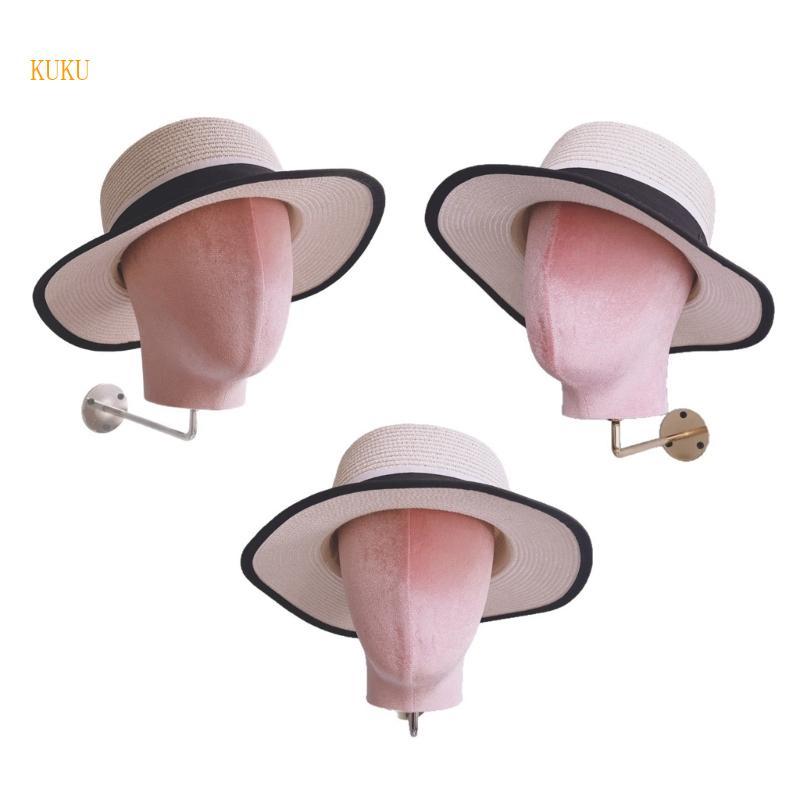 KU * ผ้าพลาสติกเหล็กวิกผมขาตั้งติดผนัง Salon Home Display Organizer Rack