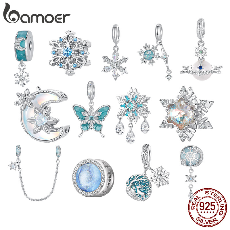 สร้อยจี้หินแก้ว Thema หน้าหนาว Sterling Silver สำหรับของขวัญและงานคราฟต์ DIY